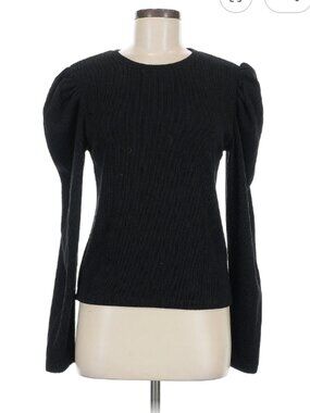 Zara Black Puff Sleeve Lightweight Sweater Size XL